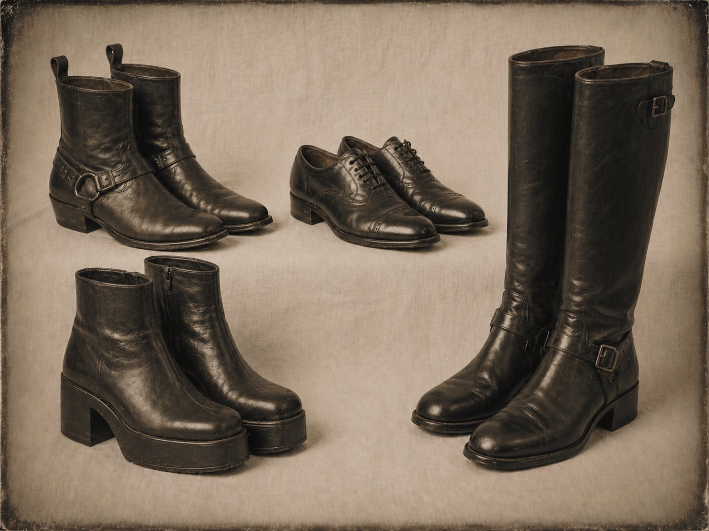 Historical men's footwear — Cuban heels, riding boots, dress oxfords